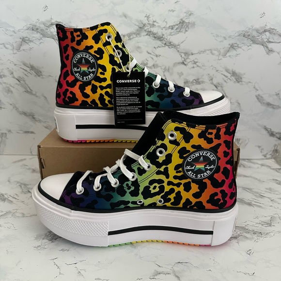 Converse Chuck Taylor All Star Pride Collection Leopard Print Shoes Size 8.5 - Picture 3 of 11